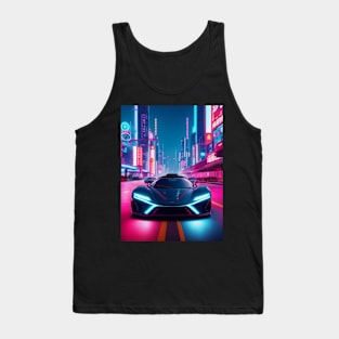 Asian Neon Velocity: Futuristic Thrill Ride Tank Top